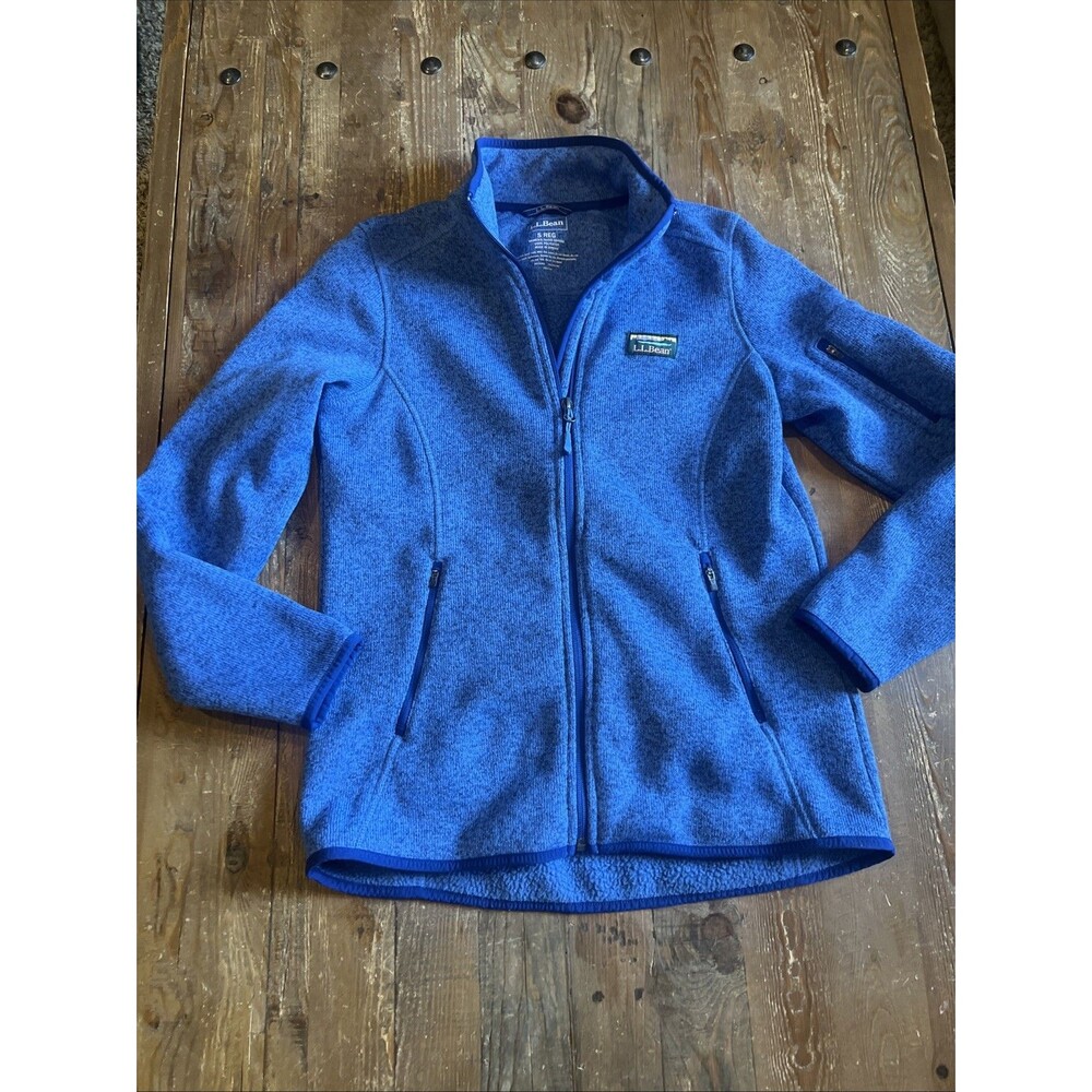 LL Bean Women’s Blue Jacket Sweater Fleece Full Zip Size Small 3 Pocket EUC